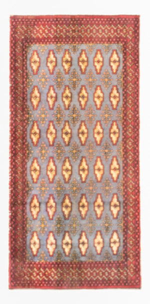 Biegacz Dywan turkmeński - 136 x 57 cm - jasnoniebieski