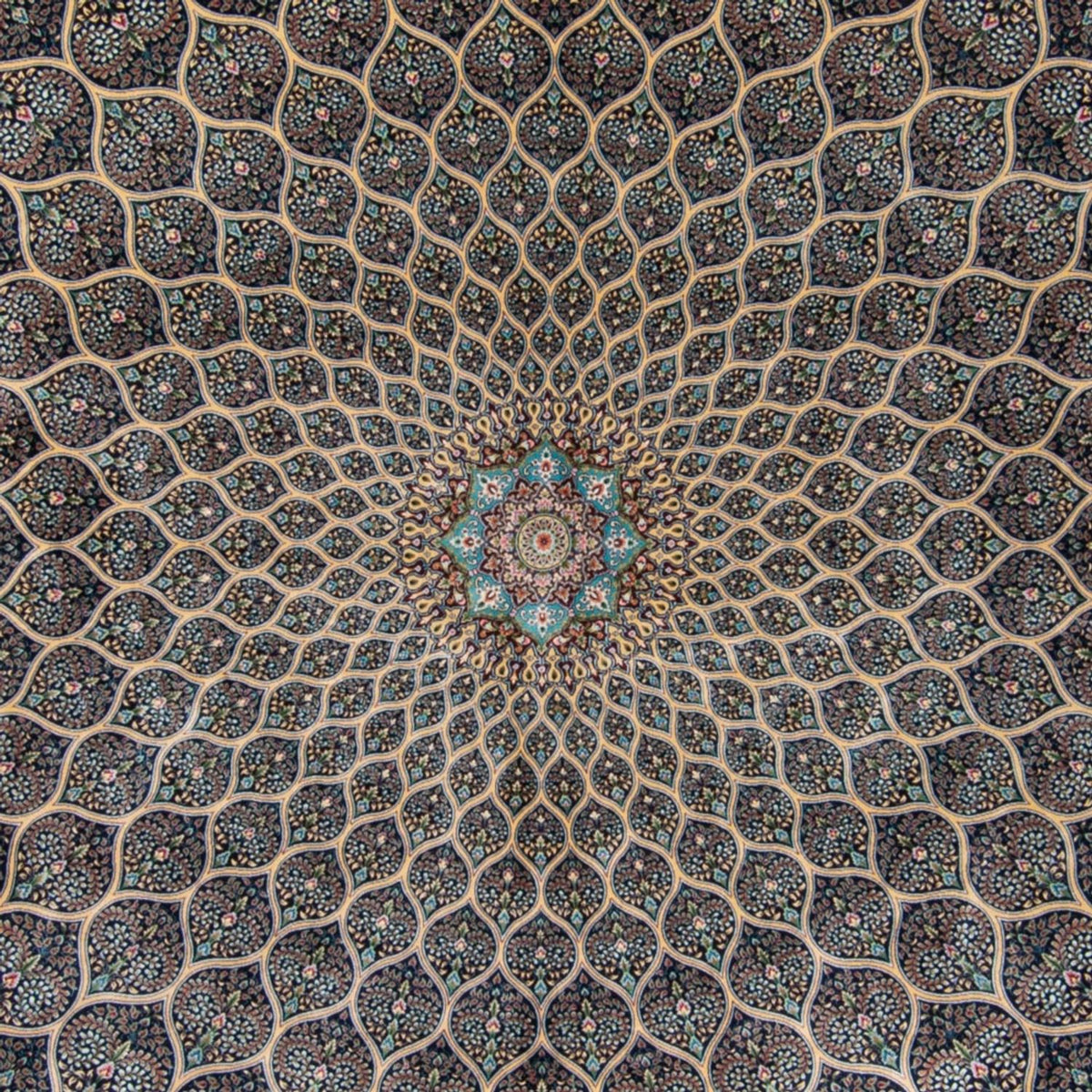 Dywan perski - Ghom - 300 x 200 cm - ciemnoniebieski