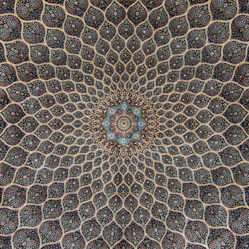 Dywan perski - Ghom - 300 x 200 cm - ciemnoniebieski