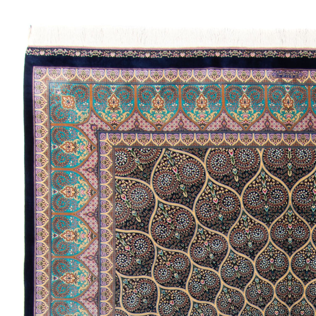 Dywan perski - Ghom - 300 x 200 cm - ciemnoniebieski