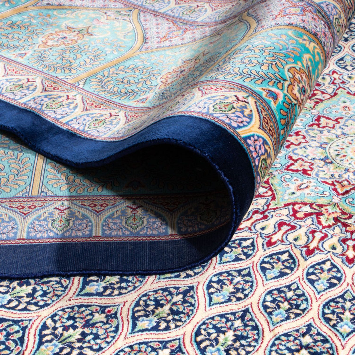 Dywan perski - Ghom - 300 x 200 cm - ciemnoniebieski