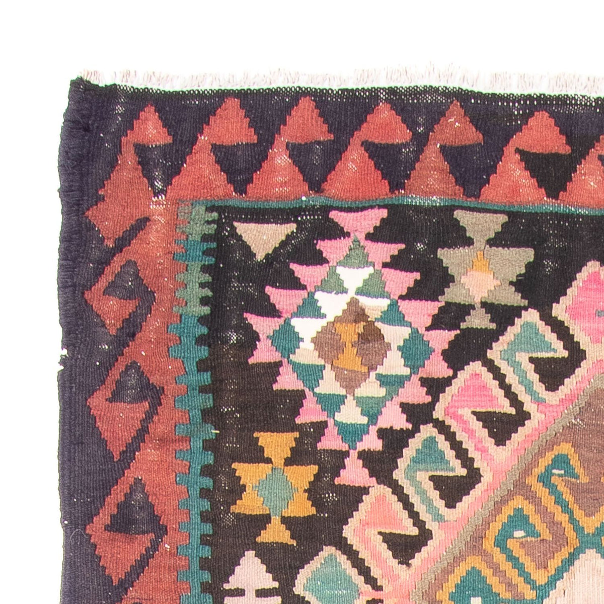 Biegacz Dywan Kelim - Stary - 347 x 150 cm - wielokolorowy