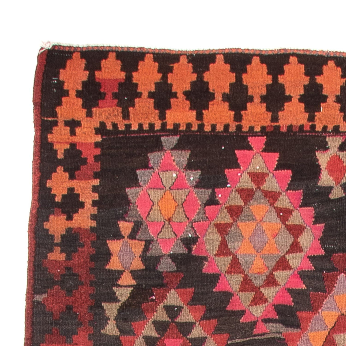 Biegacz Dywan Kelim - Stary - 460 x 143 cm - wielokolorowy