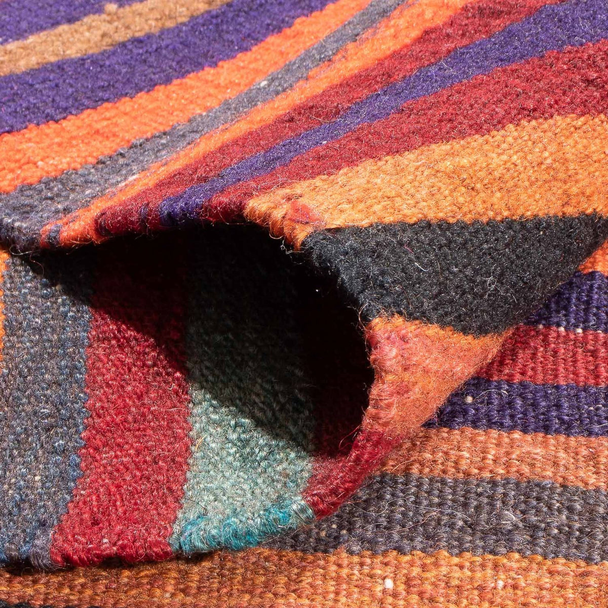 Biegacz Dywan Kelim - Stary - 300 x 122 cm - wielokolorowy