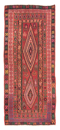 Biegacz Dywan Kelim - Stary - 355 x 150 cm - wielokolorowy