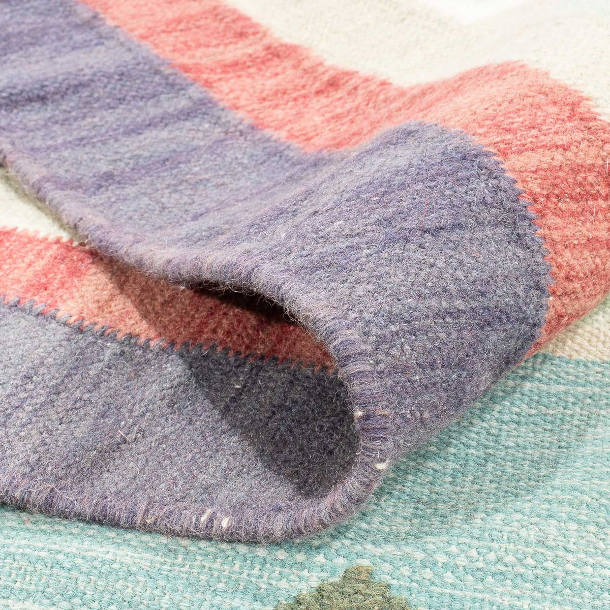 Dywan Kelim - modny - 240 x 200 cm - jasnoniebieski