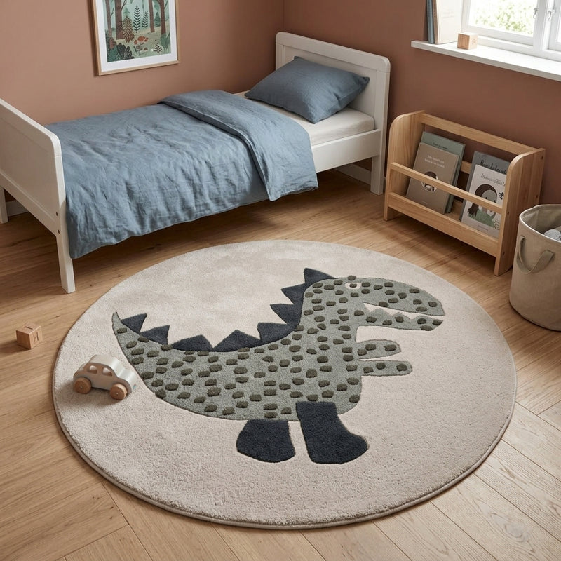 Kinderteppich Dino rund