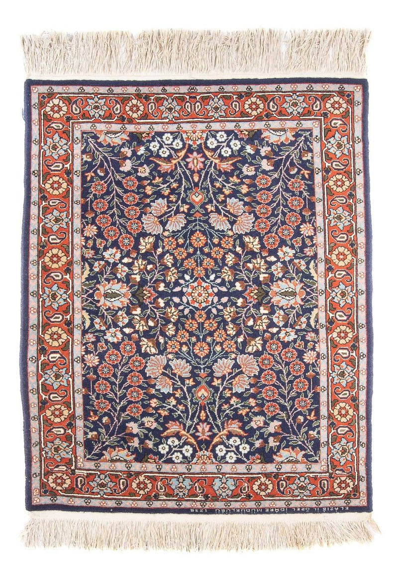 Orientalny dywan - Hereke - 107 x 82 cm - ciemnoniebieski