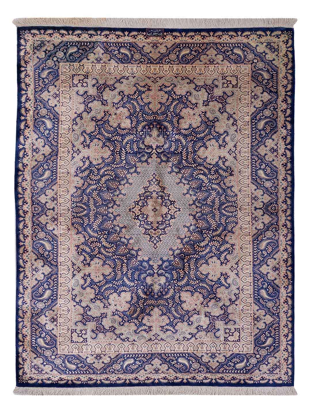 Seidenteppich - Ghom Seide - Premium - 150 x 96 cm - hellblau
