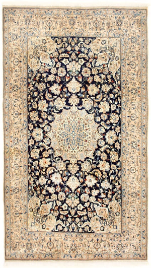 Dywan perski - Nain - Premium - 236 x 135 cm - ciemnoniebieski