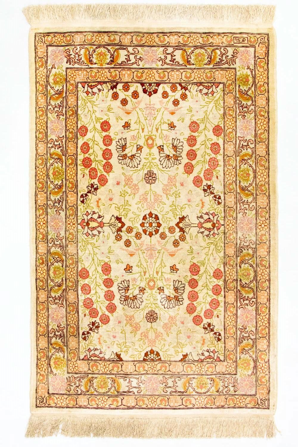 Jedwabny dywan - Hereke Silk - Premium - 100 x 64 cm - beżowy