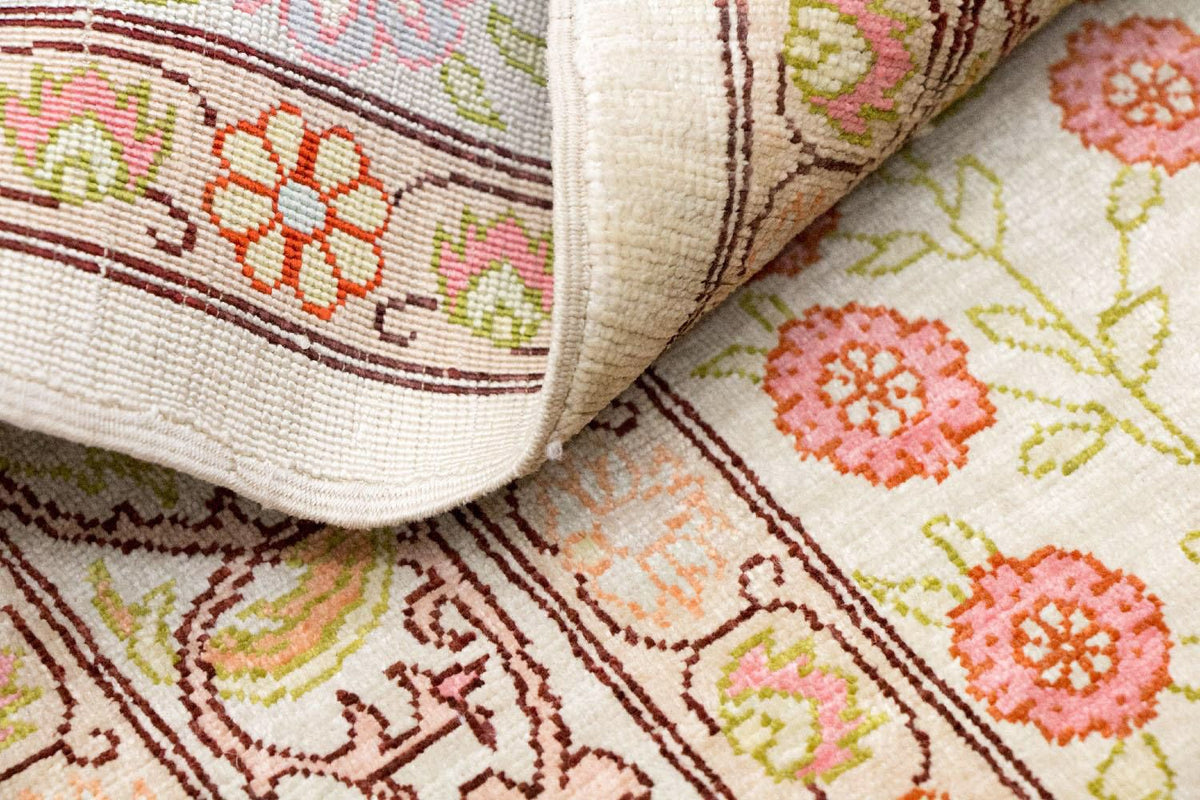 Jedwabny dywan - Hereke Silk - Premium - 100 x 64 cm - beżowy