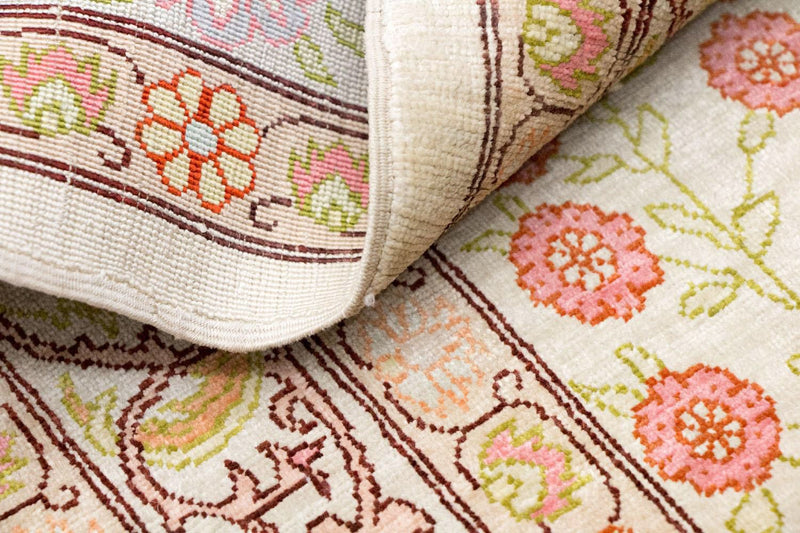 Jedwabny dywan - Hereke Silk - Premium - 100 x 64 cm - beżowy