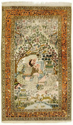 Jedwabny dywan - Kashmir Silk - 150 x 92 cm - wielokolorowy
