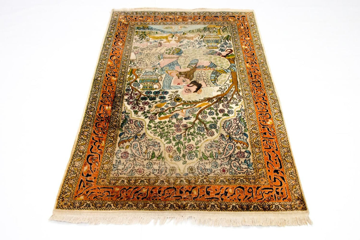 Jedwabny dywan - Kashmir Silk - 150 x 92 cm - wielokolorowy