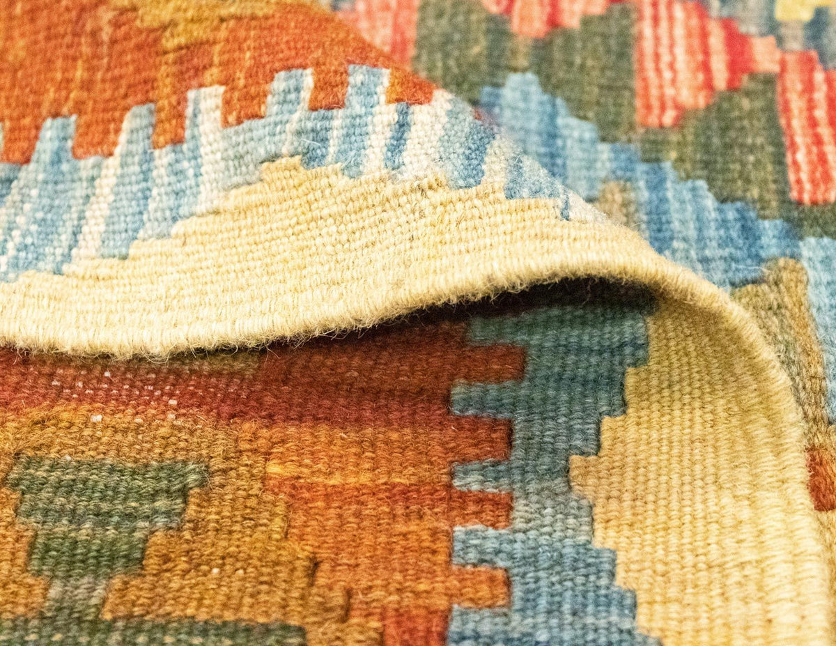 Dywan Kelim - Orientalny - 196 x 154 cm - pomarańczowy