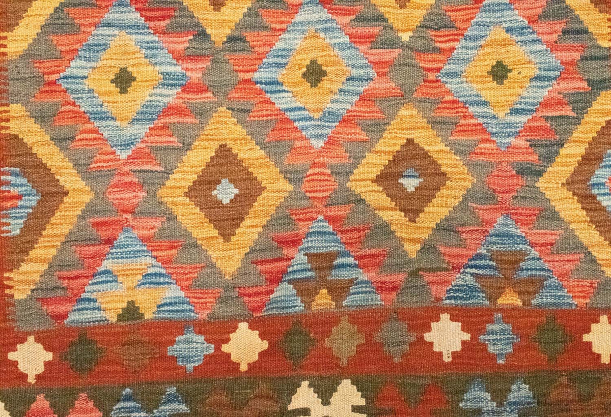 Dywan Kelim - Orientalny - 217 x 160 cm - pomarańczowy