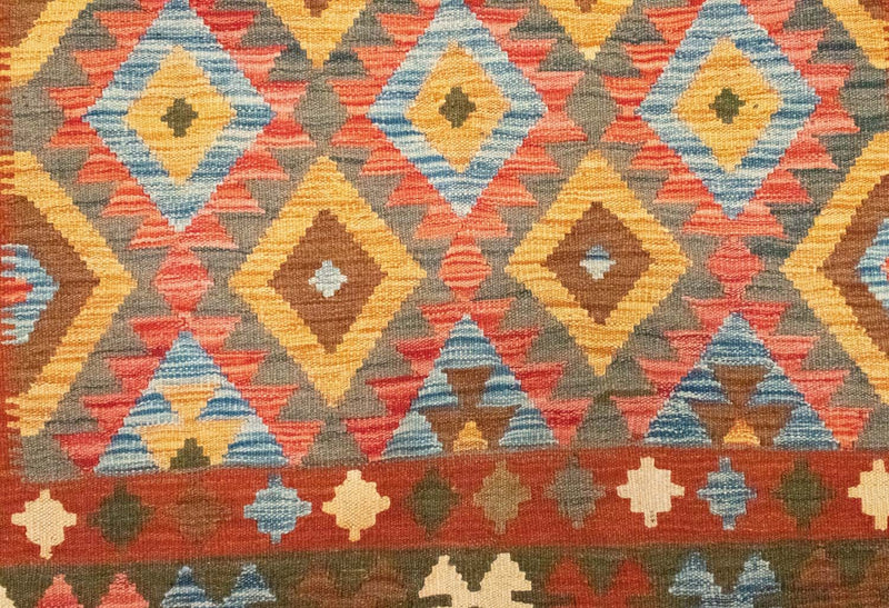 Dywan Kelim - Orientalny - 217 x 160 cm - pomarańczowy