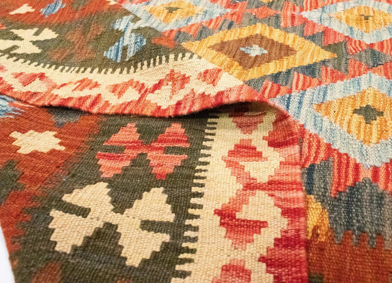 Dywan Kelim - Orientalny - 217 x 160 cm - pomarańczowy