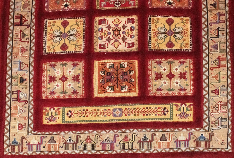 Perski dywan - Nomadyczny - 148 x 105 cm - czerwony