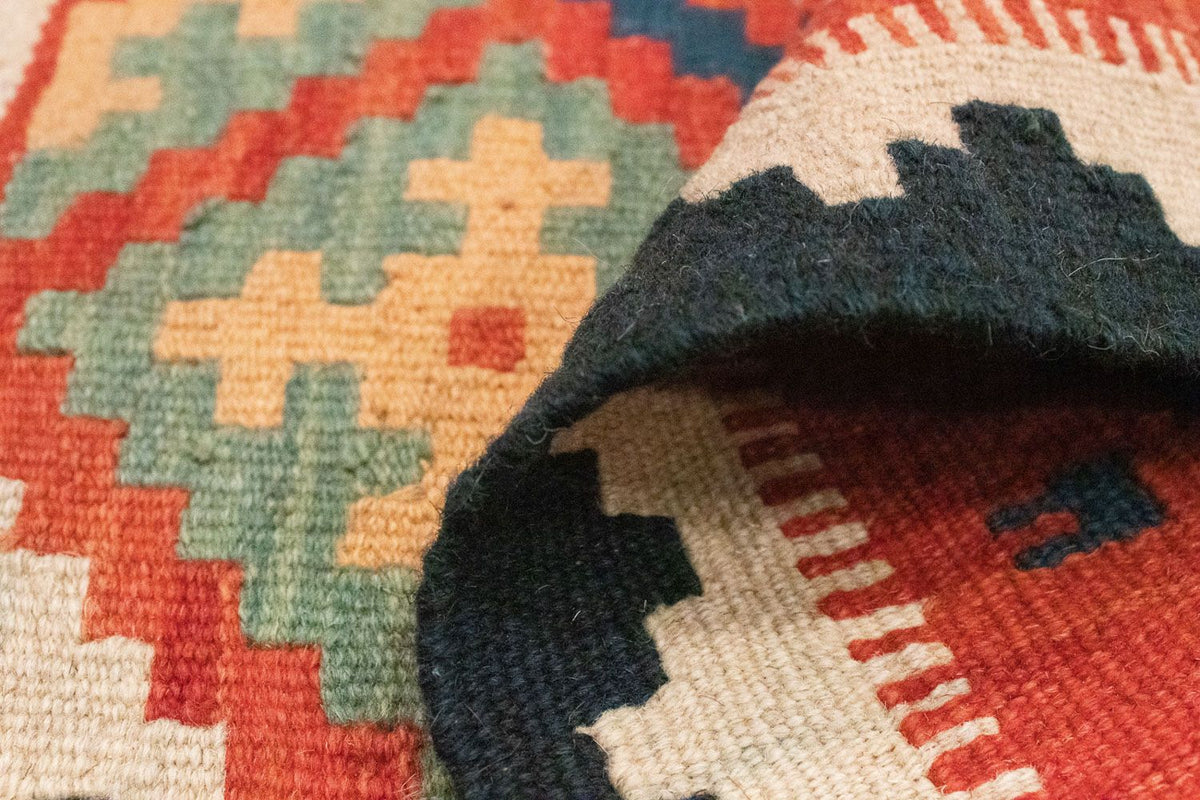 Dywan Kelim - Orientalny - 92 x 65 cm - pomarańczowy