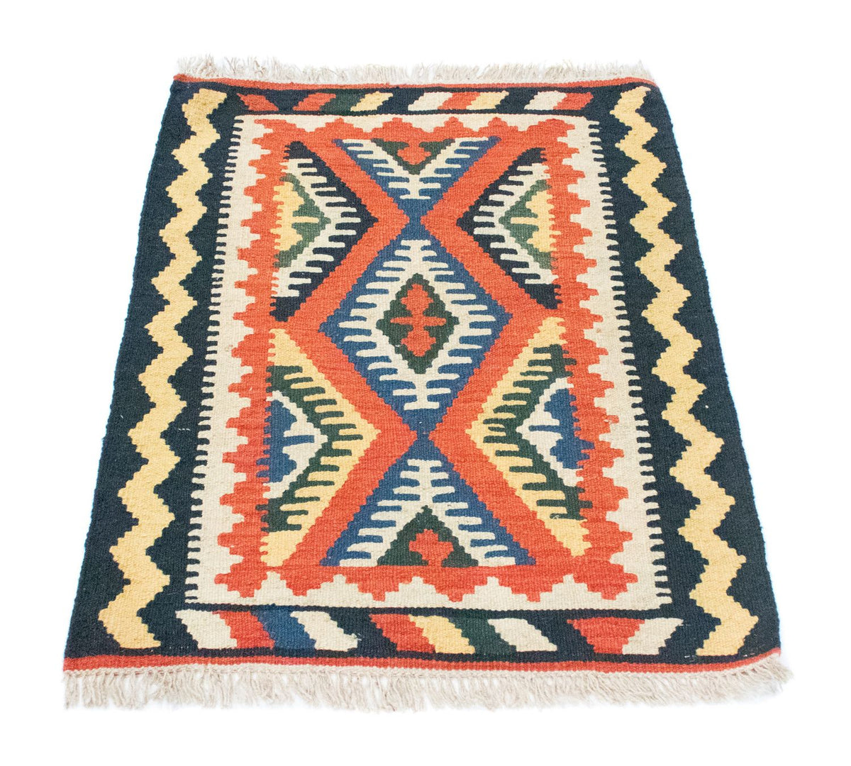 Dywan Kelim - Orientalny - 90 x 65 cm - pomarańczowy