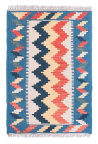 Dywan Kelim - Orientalny - 91 x 61 cm - niebieski