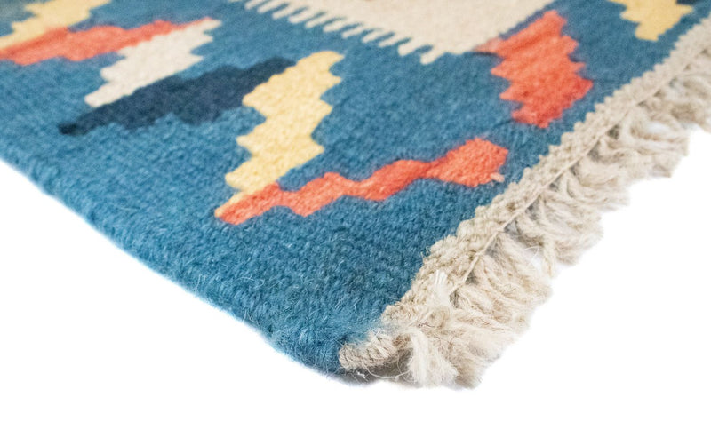 Dywan Kelim - Orientalny - 91 x 61 cm - niebieski