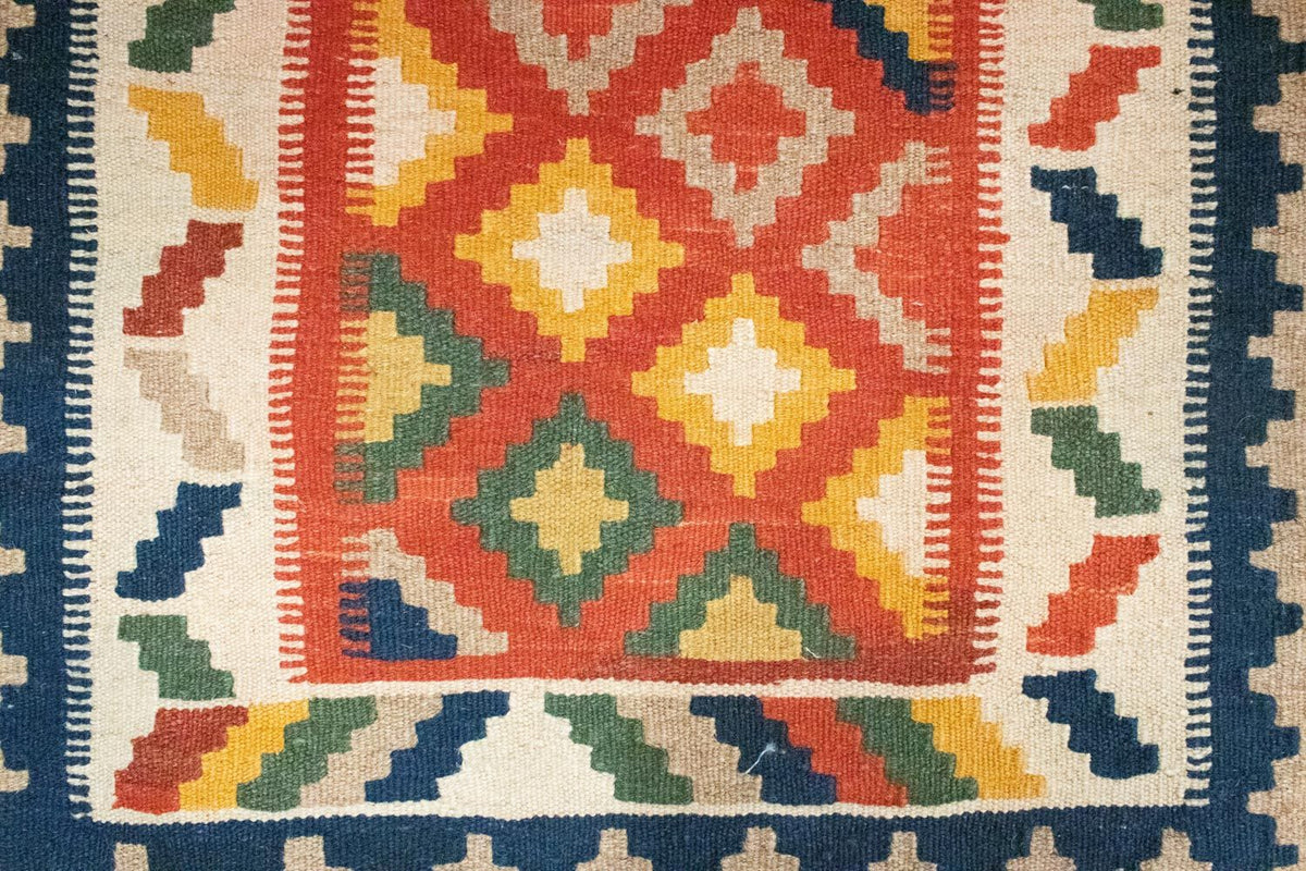 Dywan Kelim - Orientalny - 91 x 66 cm - pomarańczowy