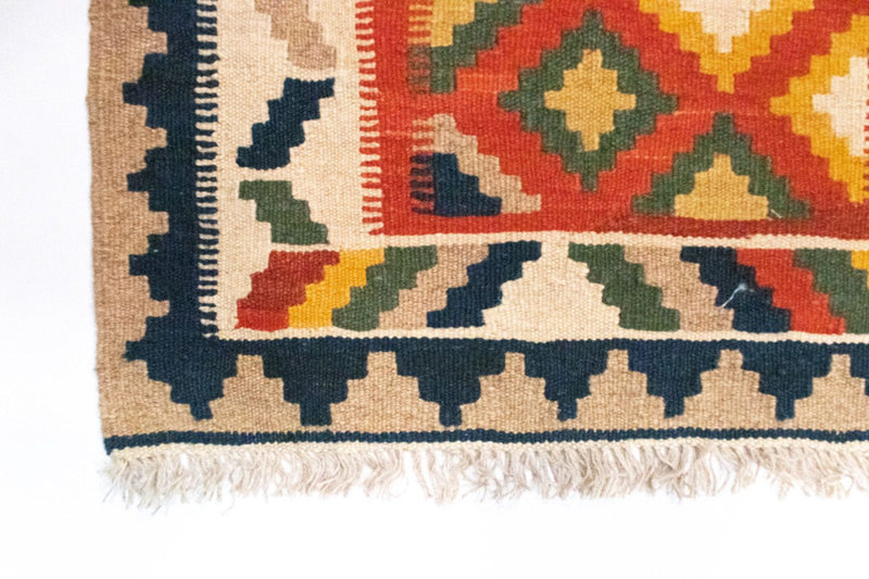 Dywan Kelim - Orientalny - 91 x 66 cm - pomarańczowy