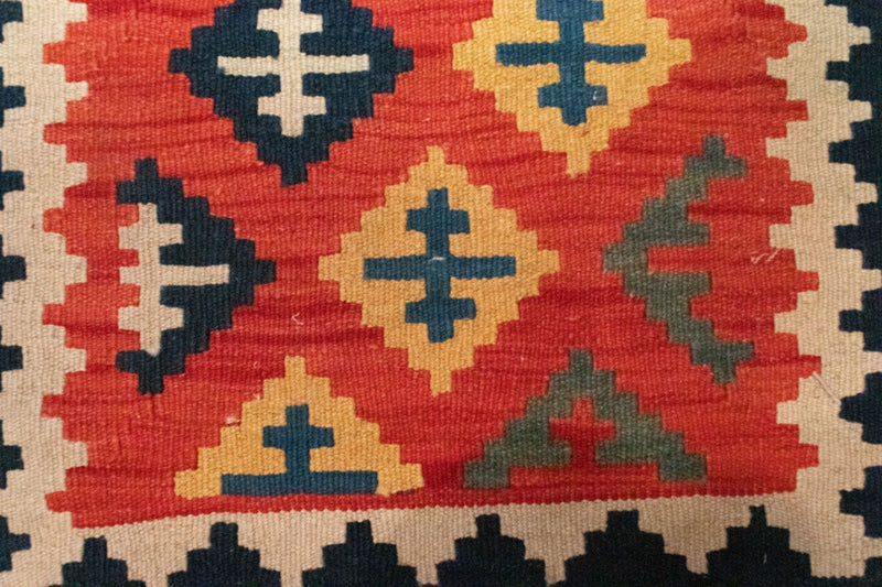 Dywan Kelim - Orientalny - 93 x 62 cm - pomarańczowy