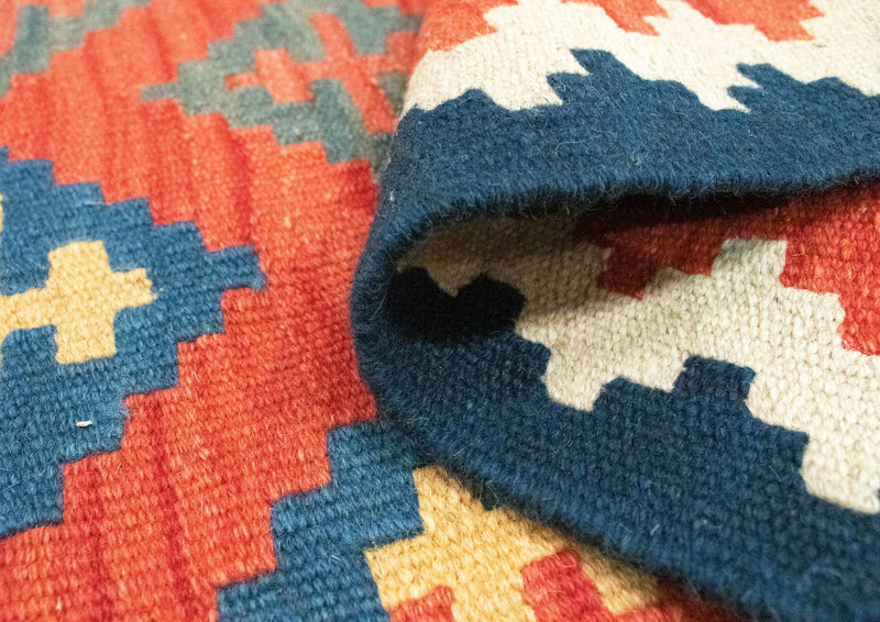 Dywan Kelim - Orientalny - 93 x 62 cm - pomarańczowy