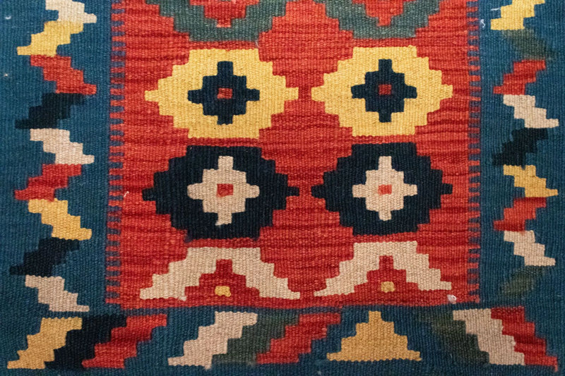 Dywan Kelim - Orientalny - 87 x 62 cm - pomarańczowy