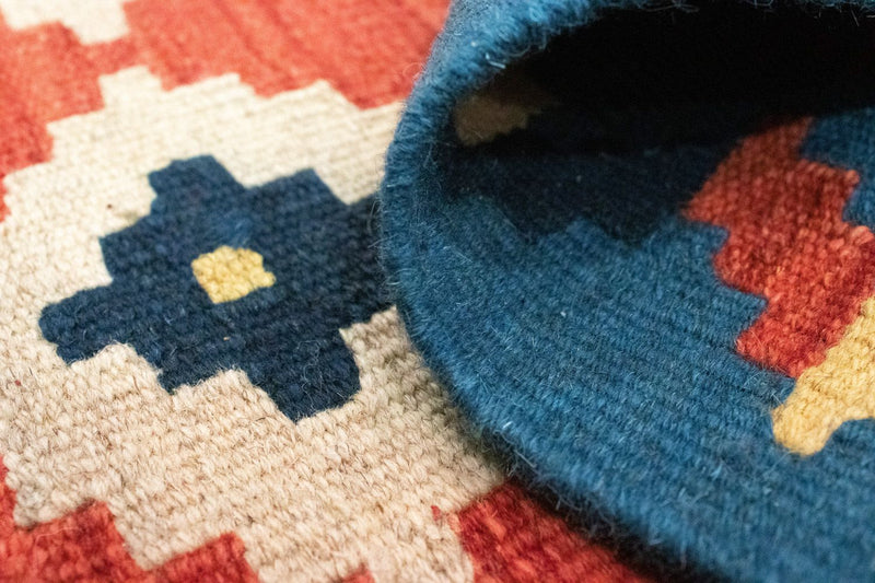 Dywan Kelim - Orientalny - 87 x 62 cm - pomarańczowy