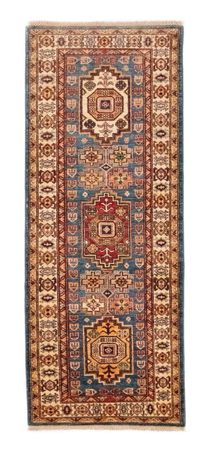 Biegacz Dywan Ziegler - Kazak - 212 x 79 cm - niebieski