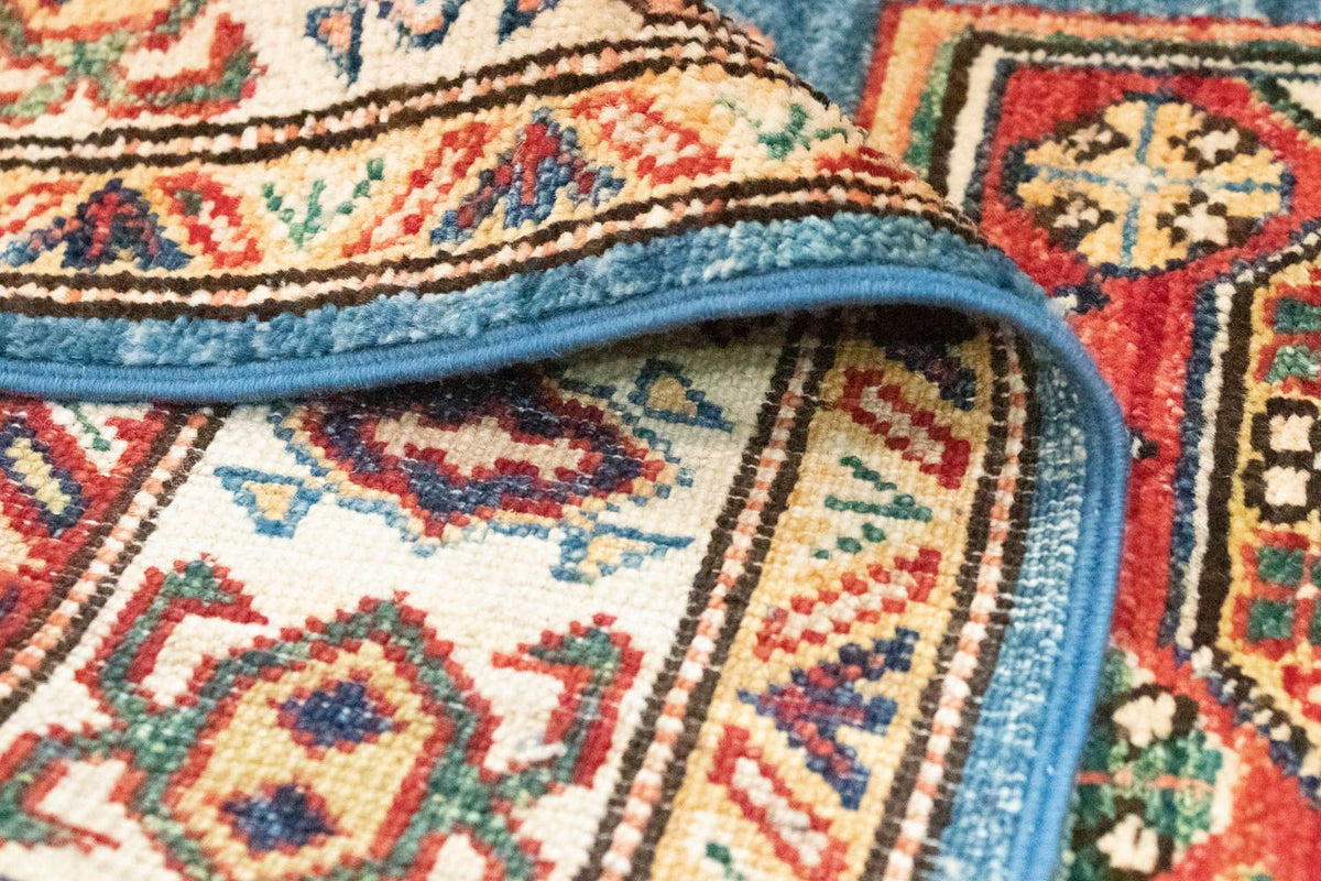 Biegacz Dywan Ziegler - Kazak - 212 x 79 cm - niebieski