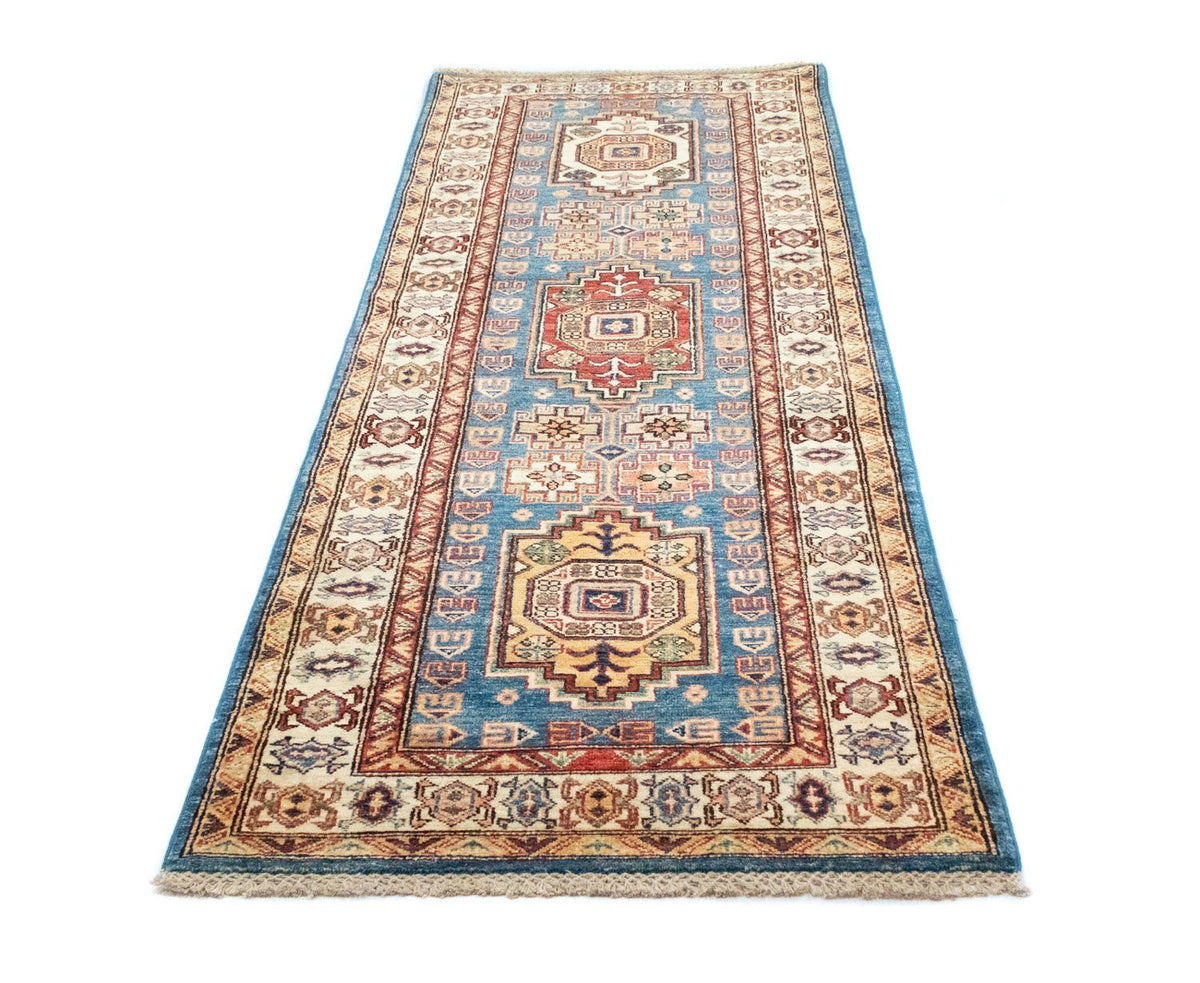 Biegacz Dywan Ziegler - Kazak - 212 x 79 cm - niebieski