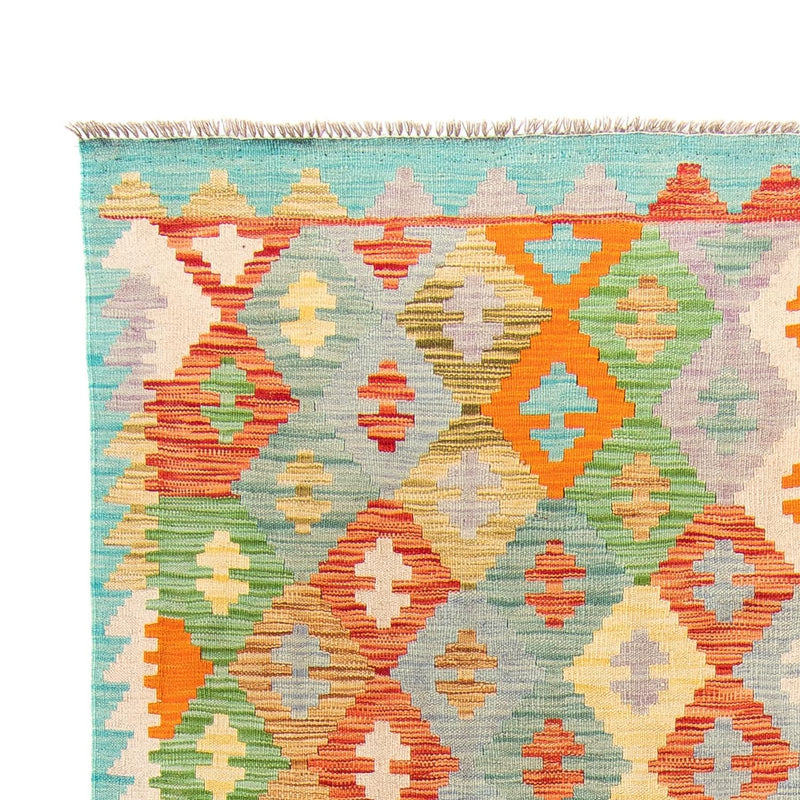 Dywan Kelim - Splash - 254 x 174 cm - turkusowy