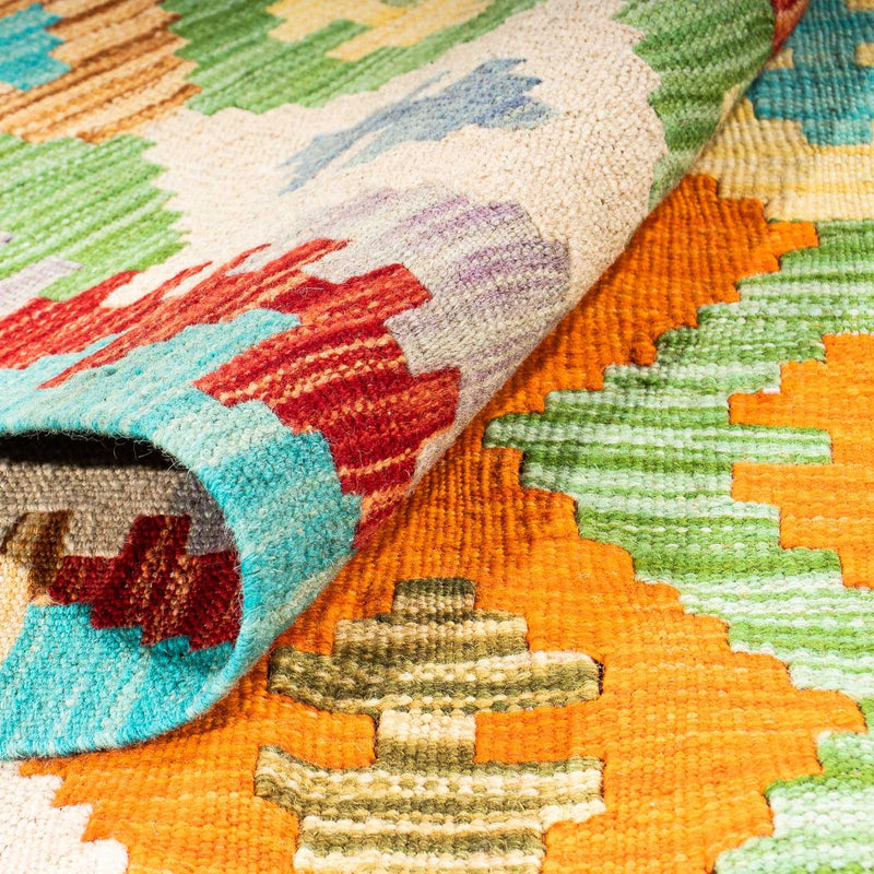 Dywan Kelim - Splash - 254 x 174 cm - turkusowy