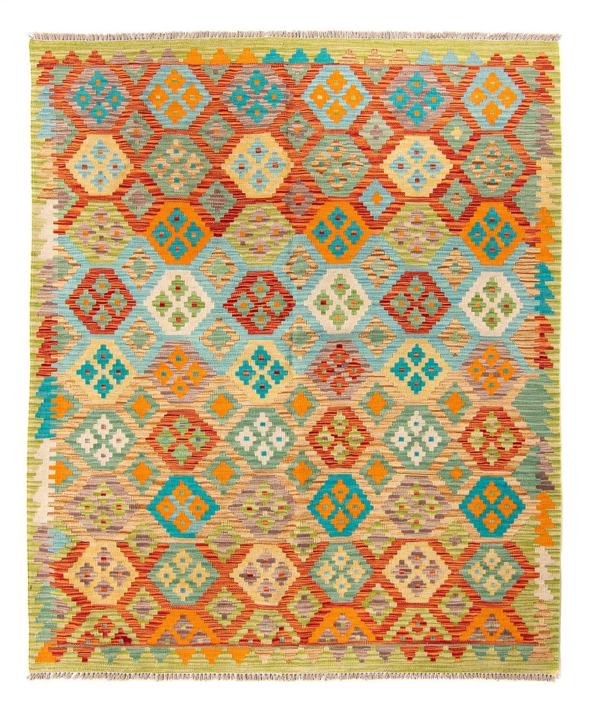 Dywan Kelim - Splash - 205 x 155 cm - zielona