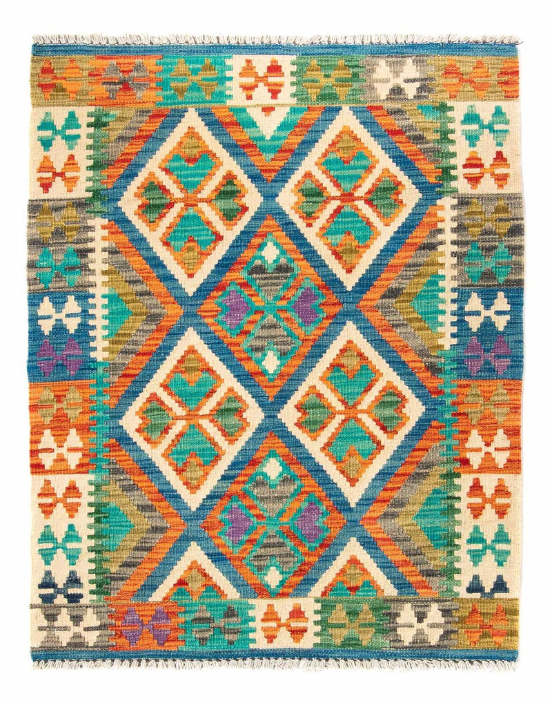 Dywan Kelim - Splash - 115 x 92 cm - niebieski