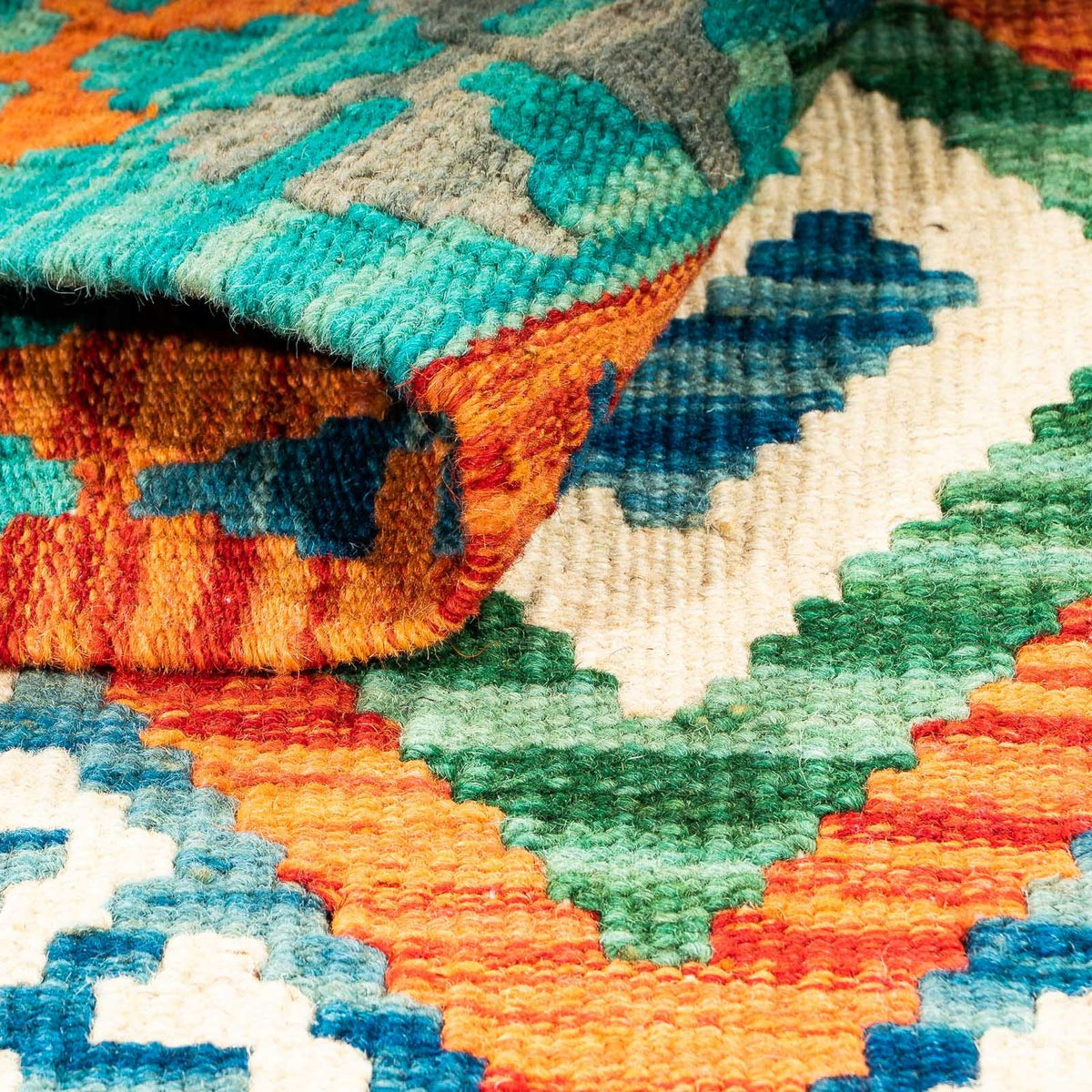 Dywan Kelim - Splash - 115 x 92 cm - niebieski