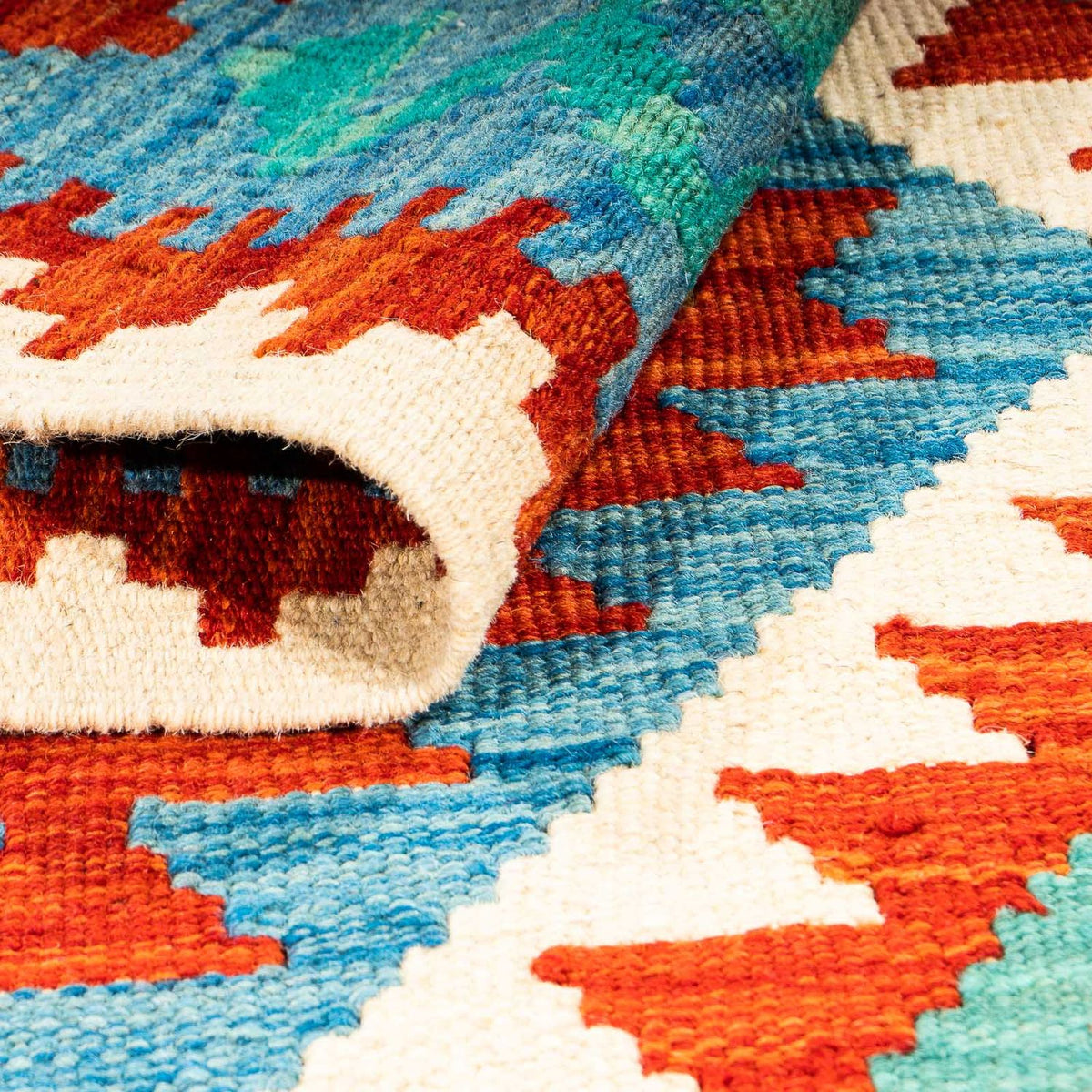 Dywan Kelim - Splash - 122 x 81 cm - niebieski