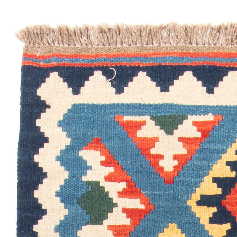 Biegacz Dywan Kelim - Orientalny - 204 x 62 cm - niebieski