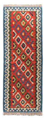 Biegacz Dywan Kelim - Orientalny - 206 x 60 cm - ciemna czerwień
