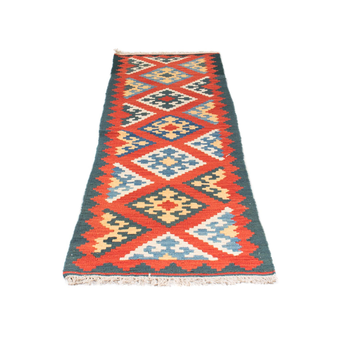 Biegacz Dywan Kelim - Orientalny - 207 x 62 cm - ciemna czerwień