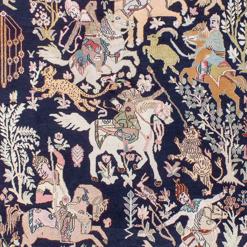 Jedwabny dywan - Kashmir Silk - 215 x 133 cm - ciemnoniebieski