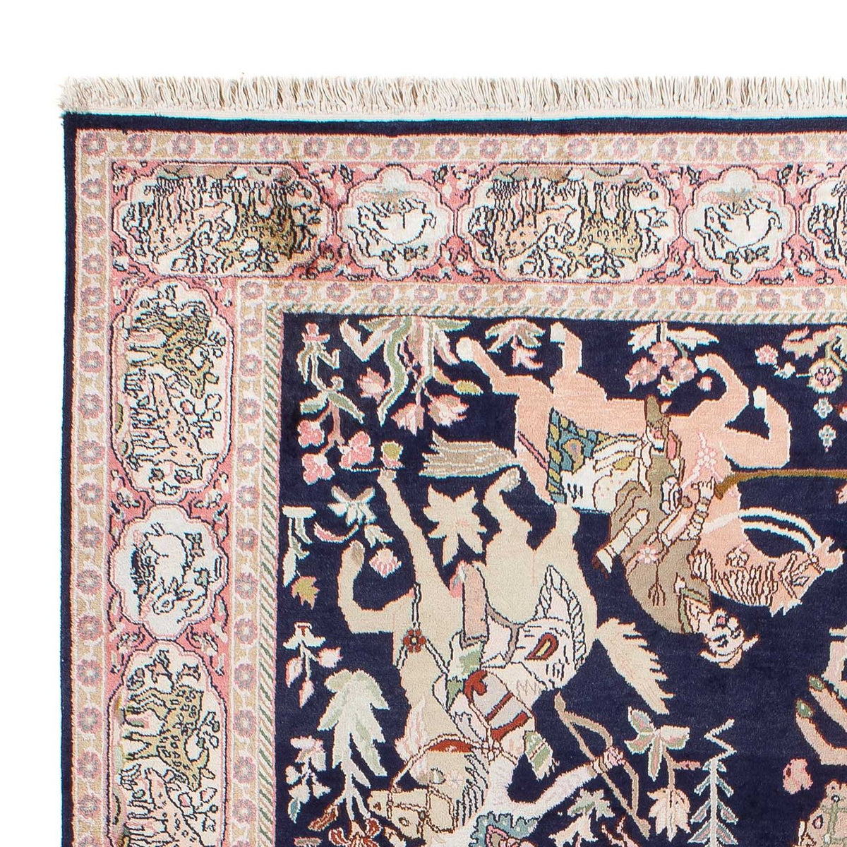 Jedwabny dywan - Kashmir Silk - 215 x 133 cm - ciemnoniebieski