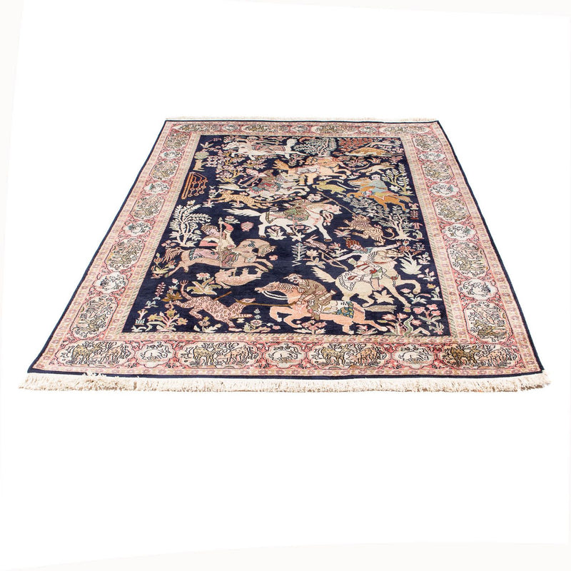 Jedwabny dywan - Kashmir Silk - 215 x 133 cm - ciemnoniebieski