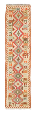 Biegacz Dywan Kelim - Orientalny - 396 x 81 cm - czerwony